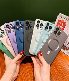 זול -טלפון מגן עבור Apple אייפון 16 אייפון 15 פרו מקס פלוס iPhone 14 Pro Max Plus iPhone 13 12 11 Pro Max עם Magsafe מגן עדשות מצלמה תמיכה בטעינה אלחוטית מאט פרוסט צבע אחיד TPU