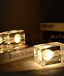 preiswerte -Glas-Eiswürfel-Touch-Dimmer-Tischlampe, Nachttisch, Schlafzimmer, Arbeitszimmer, Schreibtisch, Licht, warmweiß, 110–240 V