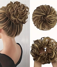 billige -rotete bolle scrunchies for kvinner jenter krøllete bølgete hårextensions syntetisk fiber bustete oppsatte hårstykker til daglig bruk