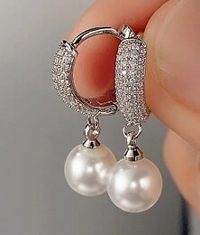 abordables -Mujer Pendientes cortos Pendientes colgantes Pendients de aro Retro Gota Vintage Estilo lindo Elegante Lujo Perla Artificial Aretes Joyas Plata Para Boda Fiesta Diario Festivos Festival 1 Par