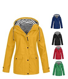 olcso -női esőkabát vízálló kabát téli szélálló trencskabát őszi túrakabát télikabát cipzáras kapucnis kabát zsebbel meleg felsőruházattal hosszú ujjú rózsaszín sárga fehér szürke