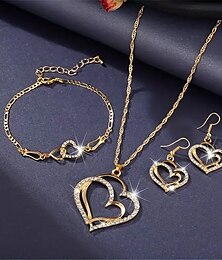 abordables -Parure de Bijoux 3 pièces Alliage 1 Collier Boucles d'Oreilles Bracelets Femme Rétro Vintage Mode simple Géométrique Cœur Forme Géométrique Parure de Bijoux Pour Mariage Soirée Occasion spéciale