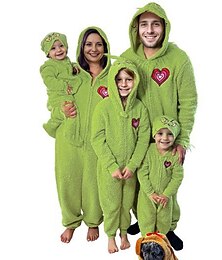 levne -Ježíšek Green Monster Furry Rodinné vánoční pyžamo Noční přádlo Vánoční pyžamo Pánské Dámské Chlapecké Dívčí Vánoce Plesová maškaráda Štědrý večer Cosplay kostým Vánoce Dětské Dospělé Párty Vánoce