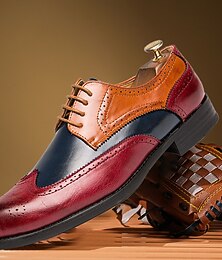 economico -Per uomo Oxford Scarpe derby Scarpe Bullock Footing Informale Natale Giornaliero Di pelle Comodo Stivaletti / tronchetti Mocassino Rosso Blu Marrone Primavera Autunno