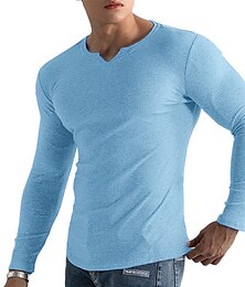 Χαμηλού Κόστους -Ανδρικά Μπλουζάκι Πλεκτό μπλουζάκι με ραβδώσεις Μπλουζάκι μπλουζάκι Μακρυμάνικο πουκάμισο Σκέτο Pit Strip Λαιμόκοψη V Δρόμος Διακοπές Μακρυμάνικο Πλέξιμο Ρούχα Μοντέρνα Υψηλής Ποιότητας Βασικό