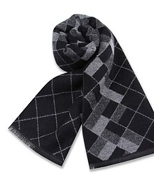abordables -Men's Casual Daily Weekend Black Apricot Scarf Plaid