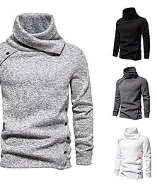 preiswerte -Herren Rollkragenpulli Pullover Gerippt Stricken Standard Strick Glatt Rollkragen Moderne zeitgenössische Arbeit Freizeitskleidung Bekleidung Winter Schwarz Weiß S M L