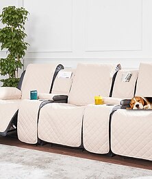 preiswerte -Bezüge für 3-Sitzer-Liegesessel mit Konsole, burgunderfarbener Sofabezug, Couchhandtuchmatte für 2- oder 3-Sitzer-Liegesessel, rutschfester Liegebezug für Haustiere mit elastischen Bändern