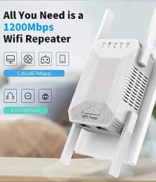 billiga -wifi-förlängare 1200mbps 2,4g/5g dualband trådlöst internet wifi-repeater/router/ap-signalförstärkare för hemmet större täckningsförlängare och signalförstärkare