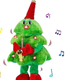 abordables -jouet en peluche électrique de Noël, poupées chantantes rotatives, décorations d'arbre de Noël dansantes et musicales amusantes, bas de Noël pour enfants, décoration de maison idéale et cadeaux d'anniversaire