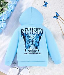 cheap -Girls' 3D Butterfly Hoodie Pullover Long Sleeve 3D Print Fall Winter Active Fashion Cute Polyester Kids 3-12 Years Outdoor Casual Daily Regular Fit