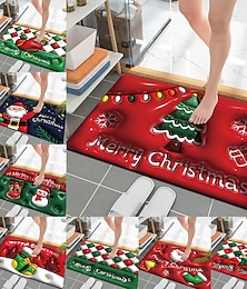 economico -tappeti da bagno, tappetino per interni ed esterni ad asciugatura rapida, buon Natale Babbo Natale appeso a testa in giù sfondo rosso zerbino sottile assorbente in gomma antiscivolo per bagno, camera