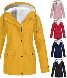cheap -Women's Winter Coat Hoodie Jacket Windproof Warm Street Sport Daily Wear Vacation Button Pocket Drawstring with Pockets Single Breasted Hoodie Fashion Daily Plush Street Style Solid Color Regular Fit