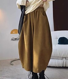 abordables -Femme Culotte Bouffante Pantacourt Sarouel Vacances Rétro Vintage Mode Cheville Taille haute Couleur unie Poche Taille elastique Respirable Confortable Micro-élastique Extérieur Plein Air du quotidien