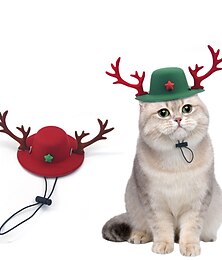levne -Vánoční dárek pro psy nová vánoční čepice s rohy jelenů cosplay příslušenství pro domácí zvířata roztomilý klobouk pro psy a kočky