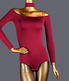 economico -ballo salsa ballo latino ballo da sala body / tutina scavata in puro colore splicing allenamento prestazionale per donna manica lunga alta spandex
