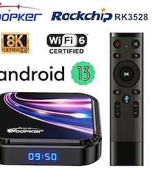 baratos -Woopker 2023 android 13 tv box k52 rockchip rk3528 smart tvbox suporte 8k wifi6 bt5.0 youtube google assistente de voz set top box