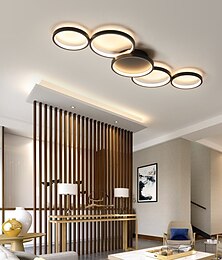 abordables -Plafonnier LED Cercle Design 100 cm Moderne Métal Suspendu Lustre Lumière 5 Têtes LED Suspension Créative Plafonnier Suspendu En Noir Pour Salon Restaurant Bar 110-240 V