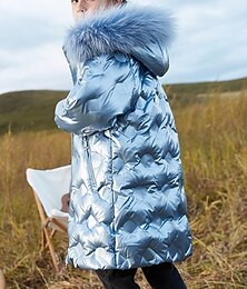 preiswerte -kinderkleidung Mädchen Daune Pufferjacke für Kinder Aktiv Zip Schulanfang Baumwolle Mantel Oberbekleidung 4-13 Jahre Winter Schwarz Himmelblau Dunkelgrün