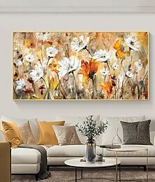 abordables -fait à la main peint à la main art mural fleur blanche paysage peinture à l'huile sur toile grand abstrait moderne boho peinture florale décoration de la maison décor toile roulée sans cadre non étiré