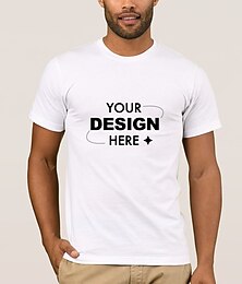 お買い得  -カスタムメンズ Tシャツ綿 100% パーソナライズされた写真デザイン画像テキスト文字グラフィックプリントクルーネック黒白赤青グレー半袖 Tシャツスポーツファッションカジュアル夏