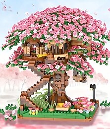 preiswerte -2028 Stück rosa Sakura-Baumhaus-Bausteine – Kirschblüten-DIY-Spielzeug für Kinder – perfektes Geschenk! (nicht Sets)