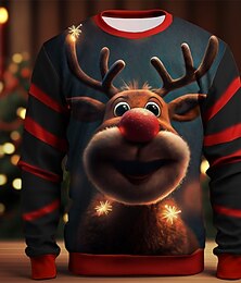 abordables -Homme Graphique Chaque Noël à l'orignal Sweat-shirts Sweatshirt Sweat-shirt de golf manche longue Sweat-shirt Col ras du cou Mode Quotidien Occasionnel Impression 3D Vacances Fête Sortir Imprimé