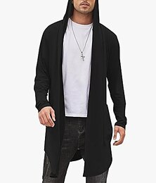preiswerte -Herren Strickjacke Strickware Gerippt Stricken Tunika Tasche Gestrickt Einfach Mit Kapuze Aufwärmen Moderne zeitgenössische Alltagskleidung Ausgehen Bekleidung Winter Schwarz M L XL