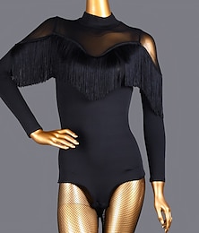 ieftine -dans salsa dans latino tricou pentru dans de sală / salopetă ciucuri culoare pură îmbinare antrenament de performanță pentru femei mânecă lungă spandex mare