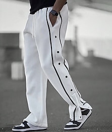 お買い得  -男性用 引き裂くパンツ ズボン ストレートレッグスウェットパンツ ポケット ドローストリング 弾性ウエスト 平織り 履き心地よい 高通気性 アウトドア 日常 お出かけ ファッション カジュアル ブラック ホワイト