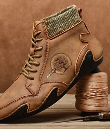 economico -stivaletti alti vintage da uomo – scarpe casual da esterno con lacci e suola antiscivolo per escursioni e uso quotidiano