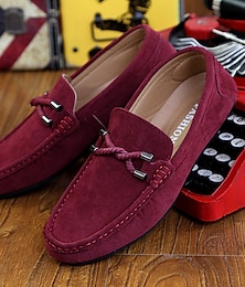 cheap -Men's Driving Loafers & Slip-Ons Suede Shoes Moccasin Comfort Loafers Plus Size Walking Casual Daily Suede Comfortable Loafer Black Red Blue Spring Fall