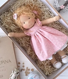 Χαμηλού Κόστους -Βαμβακερή κούκλα Waldorf κούκλα καλλιτέχνη χειροποίητο κουτί δώρου αντίχειρα φεστιβάλ