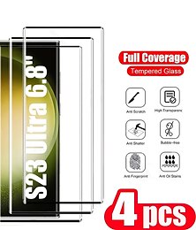 economico -4 pezzi Protezione schermo Per Samsung Galaxy S24 Ultra Plus S23 S22 S21 S20 Ultra Plus FE Note 20 Ultra Note 20 S25 Ultra Vetro temperato Durezza 9H Anti Bolle Anti-impronte Alta definizione (HD