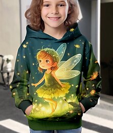 economico -Da ragazza 3D Cartoni animati Felpa con cappuccio Pullover Manica lunga Stampa 3D Autunno Inverno Attivo Di tendenza stile sveglio Bambino 3-12 anni Esterno Informale Giornaliero Standard