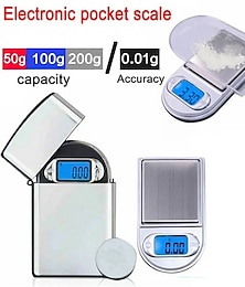baratos -Mini balança de isqueiro de bolso, balança digital de precisão de 50g/100g/200g para joias, diamante, recarga de cozinha, balança eletrônica de peso 0.01g