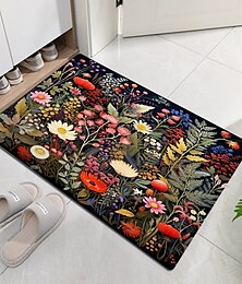 abordables -Felpudo floral colorido, alfombras lavables, alfombra de cocina, alfombra antideslizante a prueba de aceite, alfombra interior y exterior, decoración de dormitorio, alfombra de baño, alfombra de