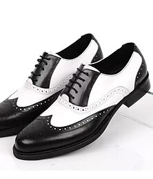levne -pánské černobílé boty brogue oxford s designem na konci křídel, perforovanými detaily pro formální události a večírky svatby