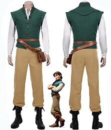 billiga -Rapunzel Prins Flynn Rider Eugene Fitzherbert Kläder Herr Film-cosplay Grön Halloween Karnival Skjorta Byxor Väska