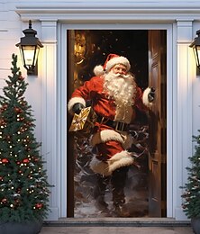 billige -juledørdekorasjoner snømann dørdeksler dør billedvev dør gardin dekorasjon jule bakteppe dør banner for inngangsdør ferie fest dekor forsyninger