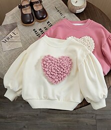 abordables -Toddler Girls' Sweatshirt Heart School Long Sleeve Active Cotton 3-7 Years Fall Pink Red Apricot