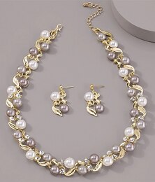 cheap -Bridal Jewelry Sets 2pcs Imitation Pearl Alloy 1 Necklace Earrings Women's Personalized Stylish Artistic Classic Precious irregular Jewelry Set For Carnival Christmas Street