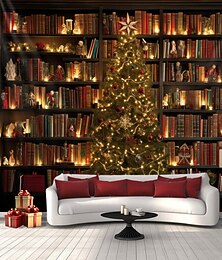 ieftine -decorațiuni de Crăciun copac raft cu cărți agățat tapiserie artă de perete tapiserie mare de Crăciun decor mural fotografie fundal pătură perdea acasă dormitor living decor