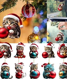 economico -1 decorazione natalizia da appendere per gatti in acrilico 2D - simpatico ornamento per gatti per il 2024 - forniture per feste di Capodanno - regalo invernale ideale per gli amanti dei gatti