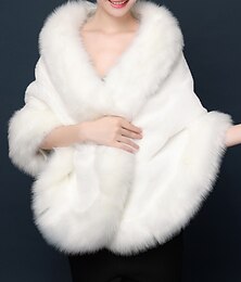 olcso -Szőrme bolerók és stólák Kendők Női boleró Egyszerű Elegáns Ujjatlan Terylene Menyasszonyi sálak és stólák Val vel Toll / szőrme Kompatibilitás Esküvő Ősz & tél