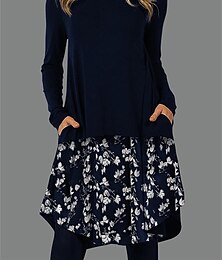 levne -Dámské Tisk Tričkový Mini šaty Geleneksel Denní Dovolená Dlouhý rukáv Podzim Zima