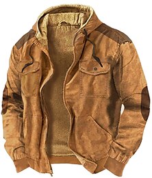 baratos -Homens Moletom com zíper Full Zip Hoodie Moletom de lã moletons grossos Azul Marron Verde Cáqui Cinzento Com Capuz Bloco de cor Zip Up Desportos e Ar livre Diário Feriado Poliéster Vintage Roupa de