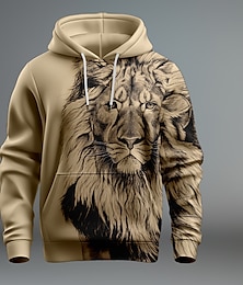 cheap -Graphic Lion Men's Fashion 3D Print Hoodie Vacation Going out Streetwear Hoodies Light Green Red Long Sleeve Hooded Print Spring &  Fall Designer Hoodie Sweatshirt