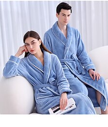 billige -pars flanell badekåpe pyjamas lappeteppe varm enkel plysj hjemmeseng varm pustende v wire langermet lomme høst vinter