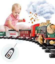 preiswerte -Weihnachtseisenbahn-Set - Akku und Fernbedienung - Rund um den Weihnachtsbaum mit Wasserdampfmusik&amp;Lichter - elektrische Eisenbahn als Spielzeug-Geschenk für Kinder im Alter von 3, 4, 5, 6, 7, 8